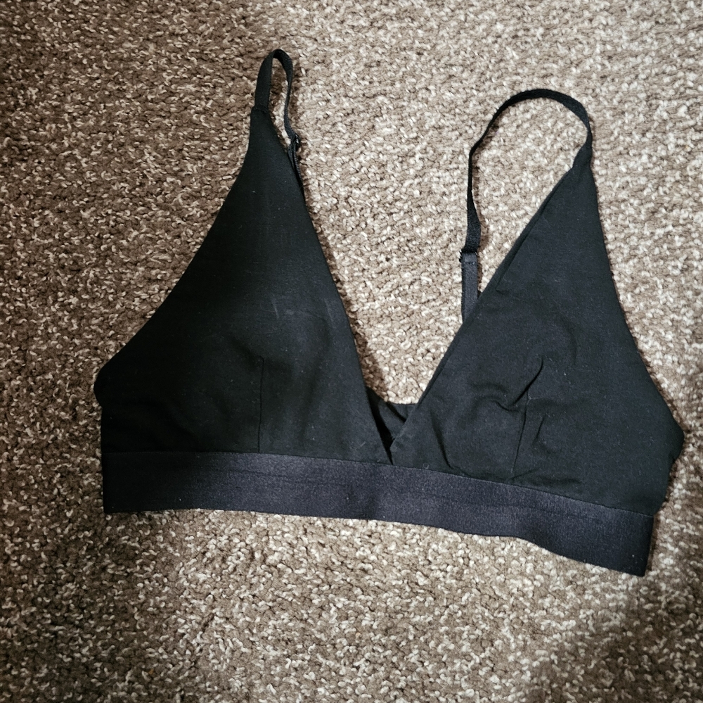 Pact Organic Cotton Bralette - Triangle - Black Size Medium